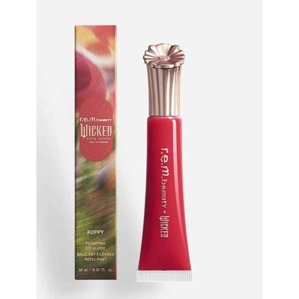 r.e.m. beauty x Wicked: For Good Poppy Plumping Lip Gloss Poppy Punch BNIB